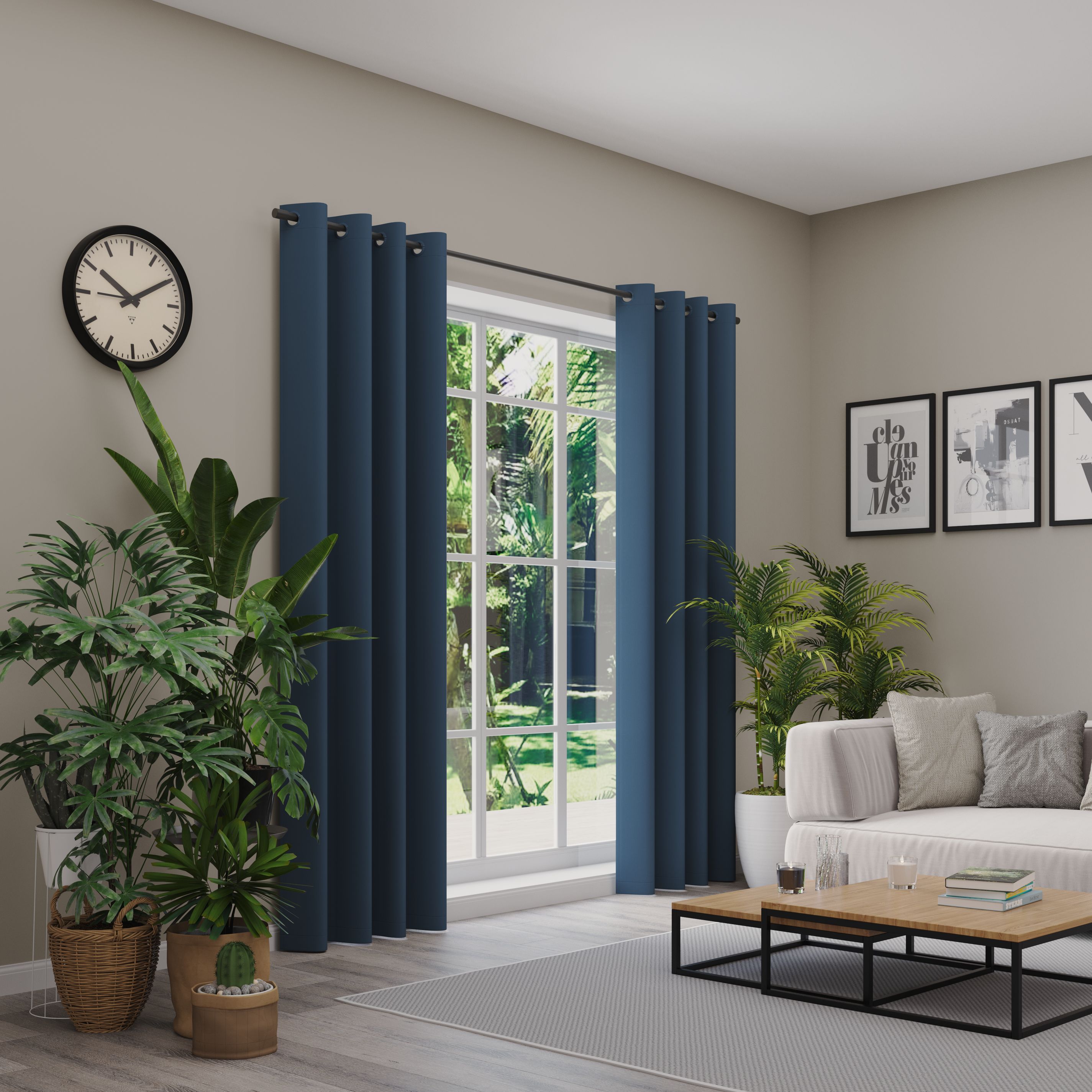 Verdunkelungsvorhang NEUTEX FOR YOU "INSULA", blau, B:137cm H:130cm, Polyester, Gardinen, Uni-Dimout für starke Verdunklung, nach Maß Image