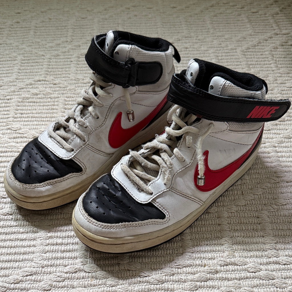 Nike Shoes | B15 Nike Kids 4 Years White And Red High-Top Velcro Sneakers | Color: Black/Red | Size: 4b