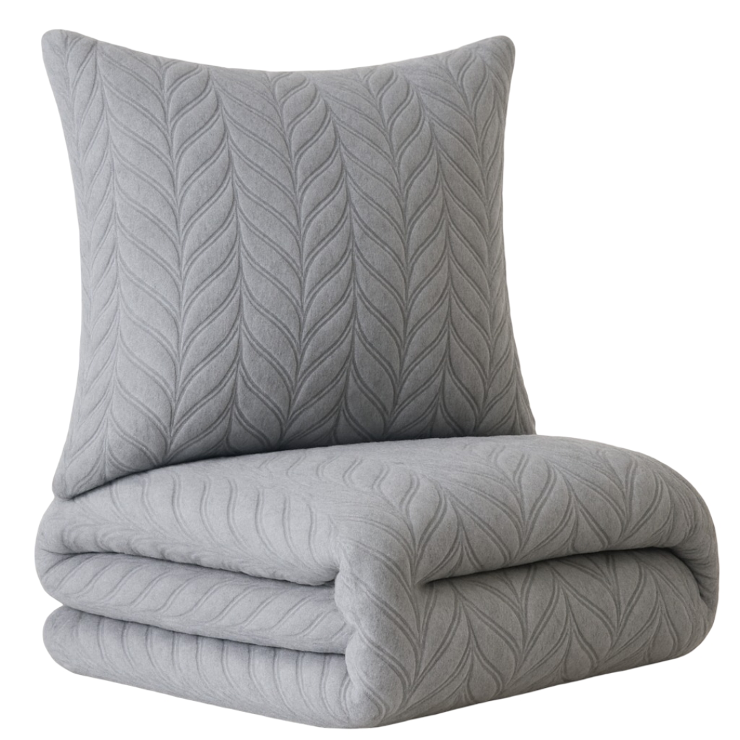 Leonado Vicenti Bettwäsche 135x200 cm Grau Winter Plüsch Damast Premium Cashmere Touch geprägtes Design Blumen mit Reißverschluss extra warm flauschig 4 Teilig Image