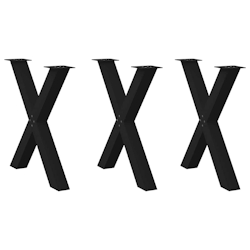 vidaXL Esstischbeine X-Form 3 Stk. Schwarz 80x(72-73) cm Stahl Image