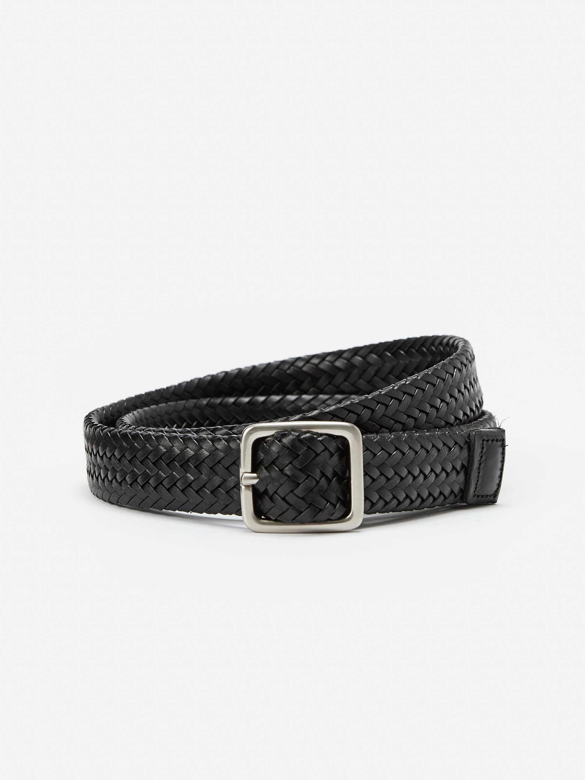 J.McLaughlin Men's Braided Leather Belt Black, Size Medium