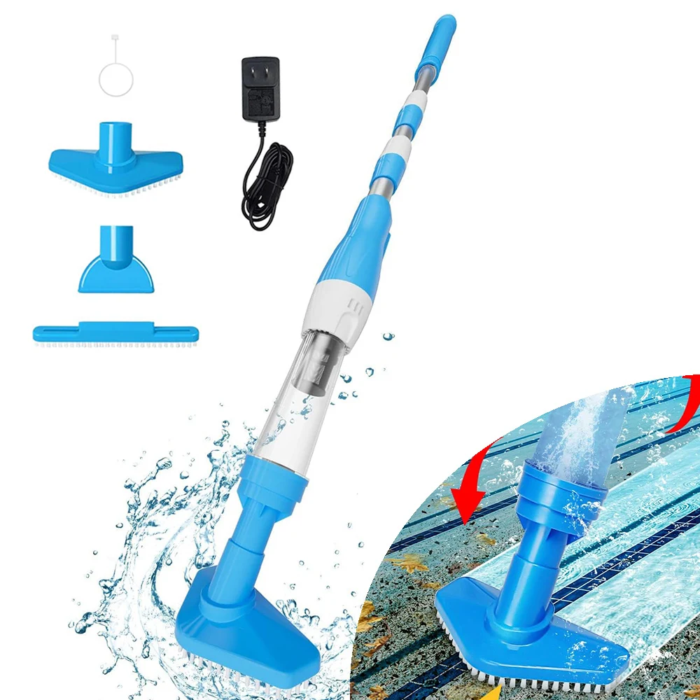 Aspirateur de piscine Rechargeable, nettoyeur de piscine à main pour spas, bains à remous et grandes piscines, filtre d'écumoire pour le sable et les débris