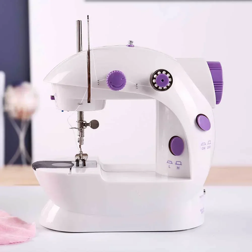 Mini Machine à coudre électrique, petite Machine à coudre domestique à Double vitesse, veilleuse Portable, pédale droite, Kit pour débutant à deux fils