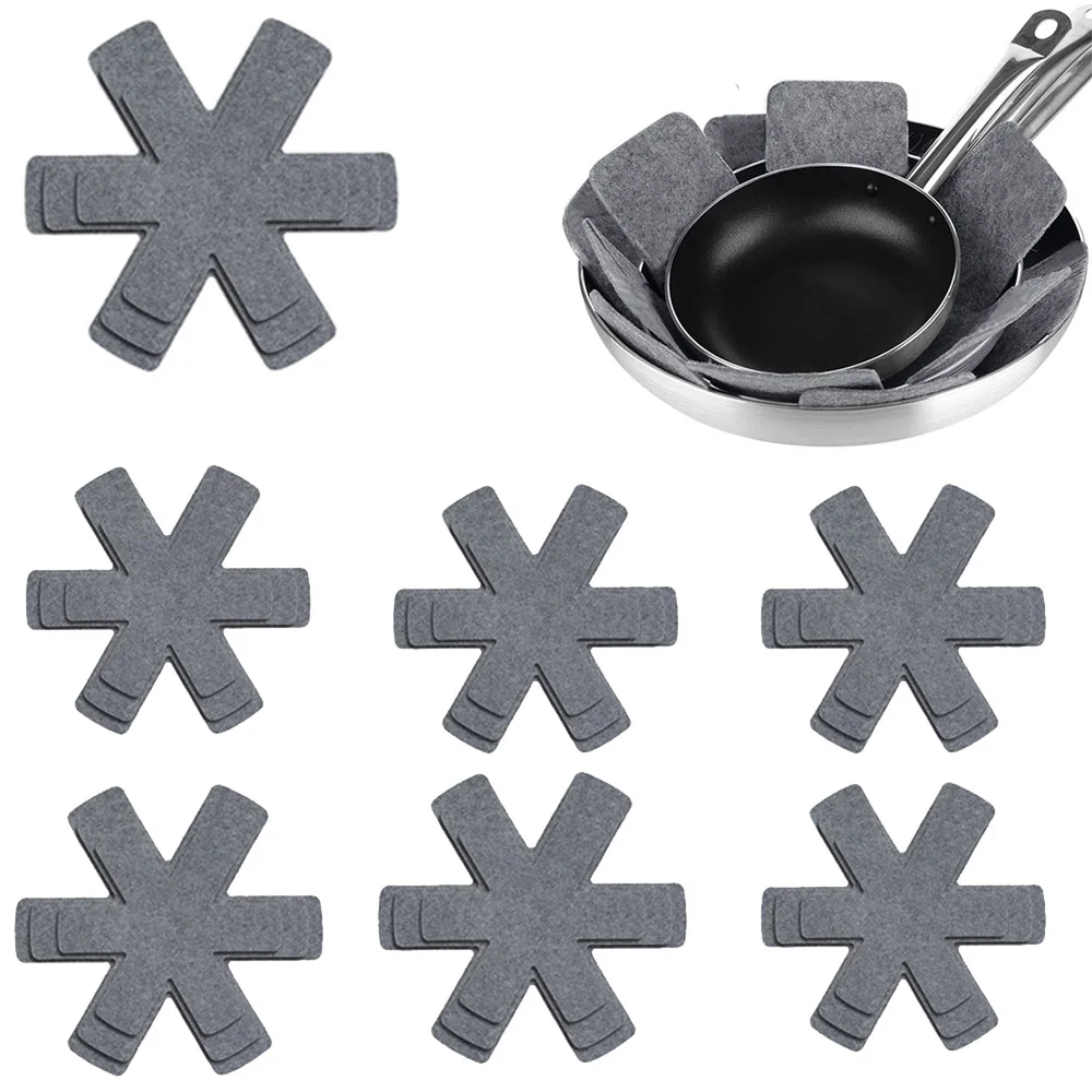 12/24 Stück Topfschutzmatte, 3 verschiedene Größen (38/35/26 cm), Kochgeschirrschutz, Filztöpfe und Pfannen, Teiler, Trennpads Image