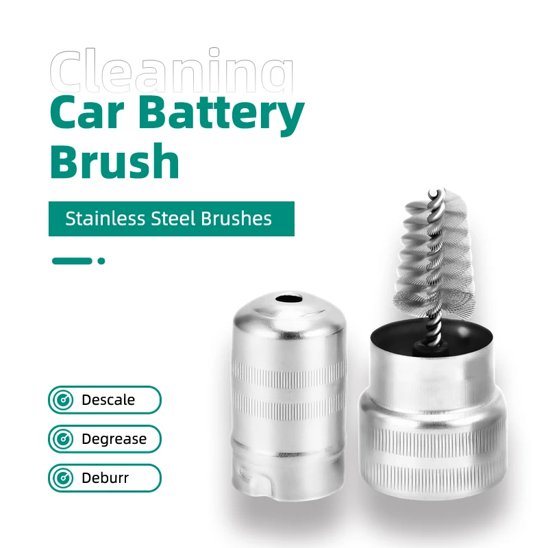 Auto Batterie Pinsel Post Terminal Kabel Reiniger Automotive Waschen Reinigung Batterie Draht Pinsel Schmutz Korrosion Edelstahl Bürsten Image