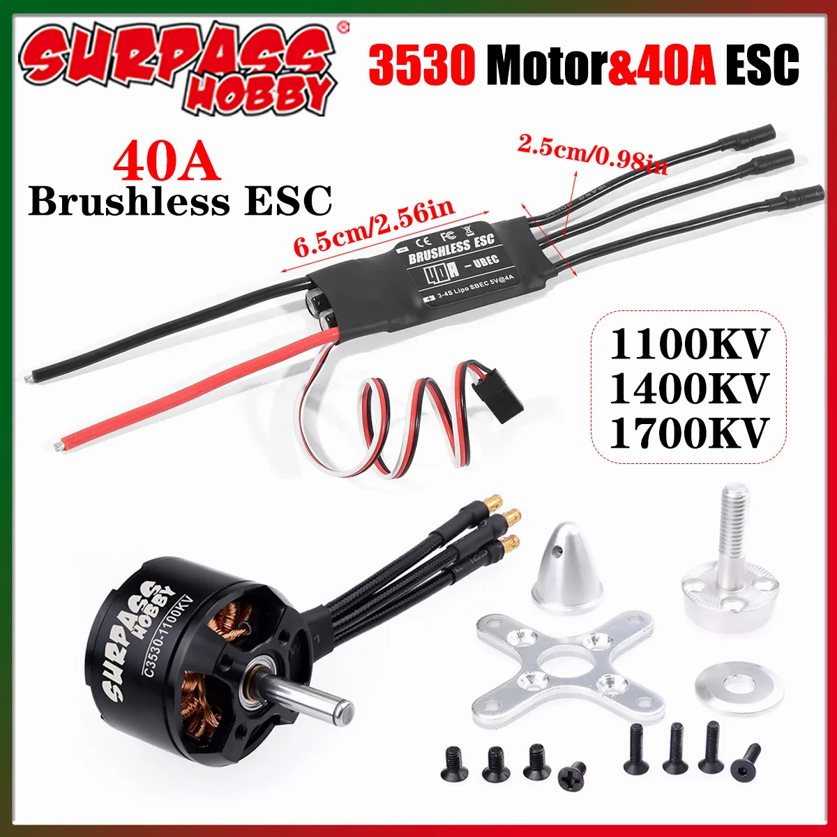 ÜBERTREFFEN HOBBY 3530 1100KV 1400KV 1700KV Outrunner Bürstenlosen Motor 40A ESC Combo für RC Fixed Wing Flugzeug FPV Drone Flugzeug Teile