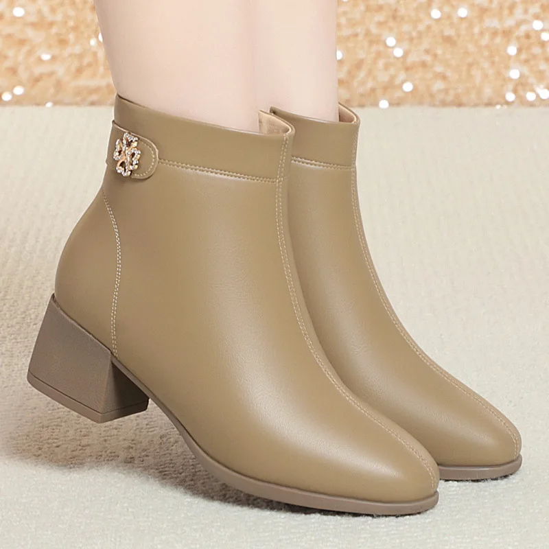 Frauen Schuhe 2024 Neue Frühling Winter Frauen Pumpen Stiefel Hohe Qualität Lace-up Europäischen Damen Schuhe PU High Heels warme Plüsch Stiefel