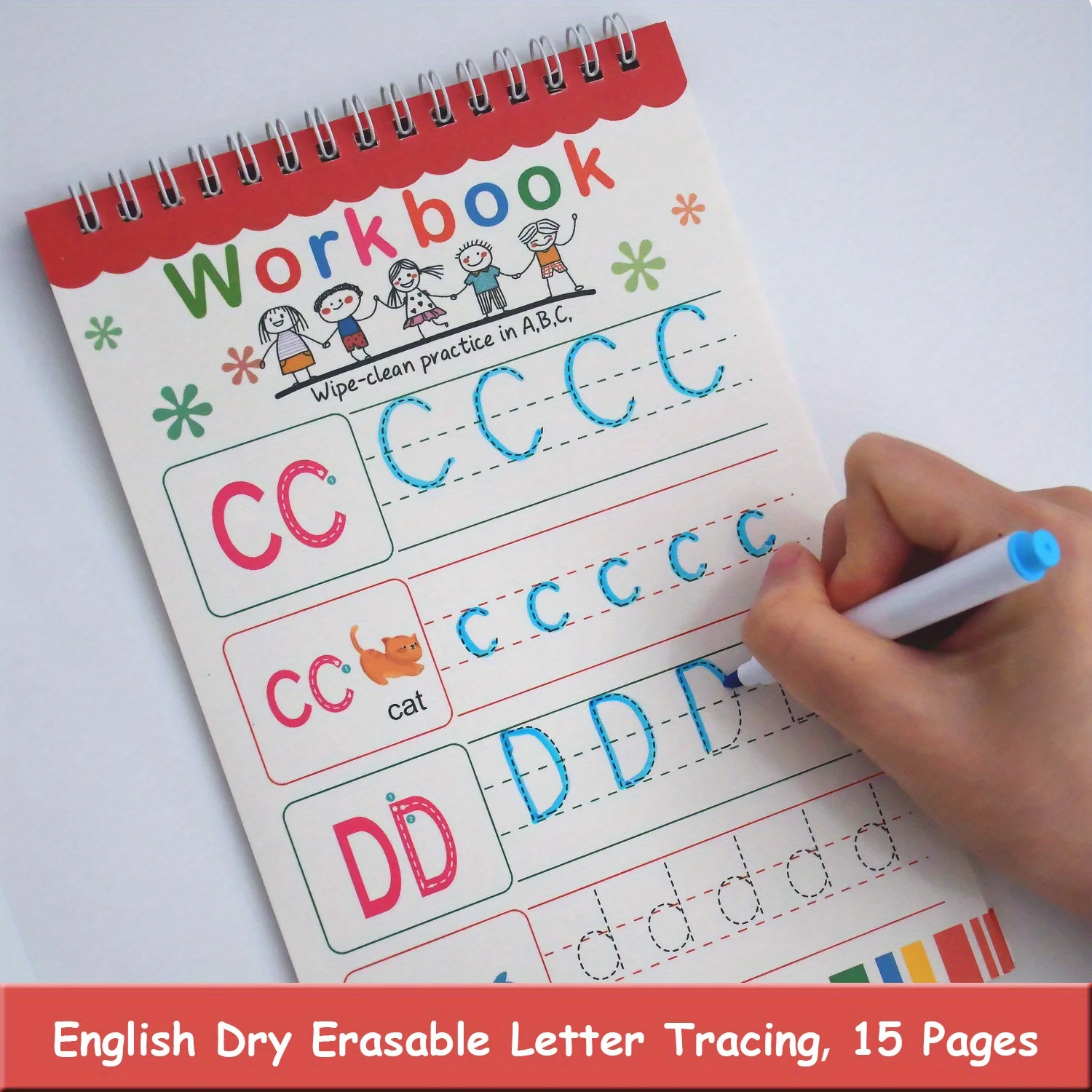 Groß- und Kleinbuchstaben ABC-Training Englisches Arbeitsbuch für Kinder Trocken löschbare 26-Alphabet-Lernübungsbücher Image