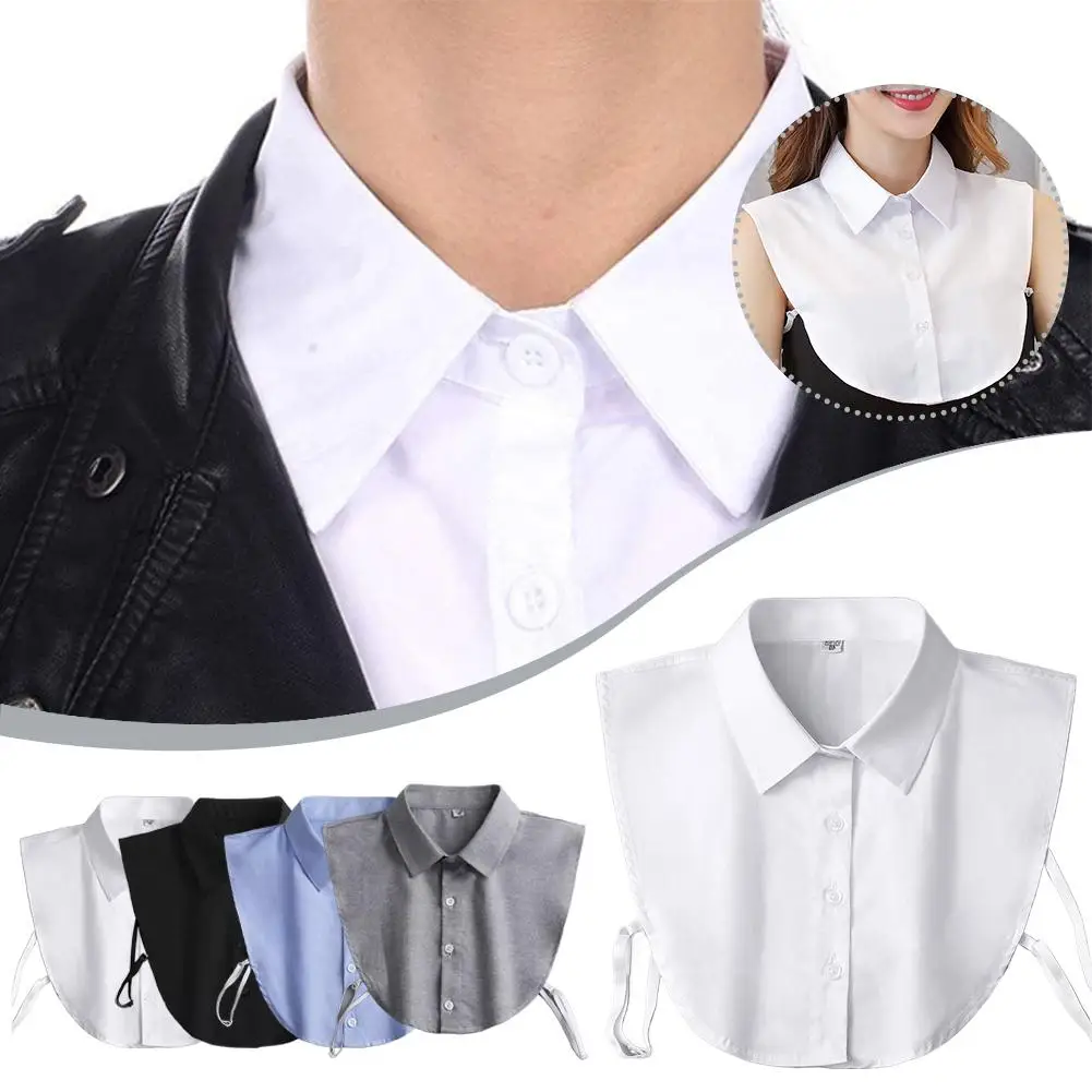 Frauen Männer Baumwolle Gefälschte Kragen Bluse Vintage Solide Abnehmbare Hemd Kragen Falschen Kragen Revers Bluse Top Frauen Kleidung Zubehör Image