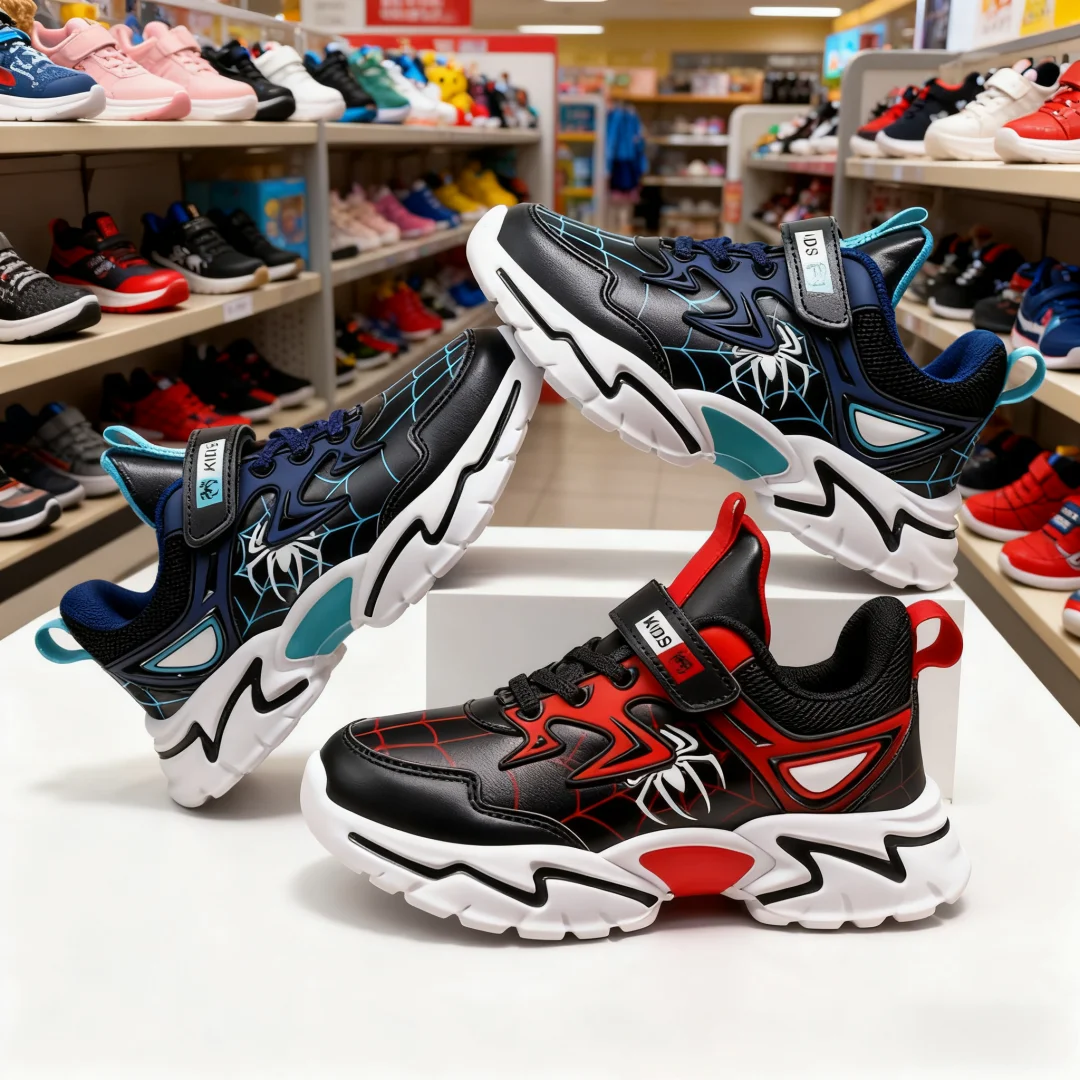 Kinder Casual Sneakers Spider-Man Kinder Cartoon Sportschuhe Junge Mädchen Student Laufschuh Atmungsaktiv Leicht Größe EU 28-38