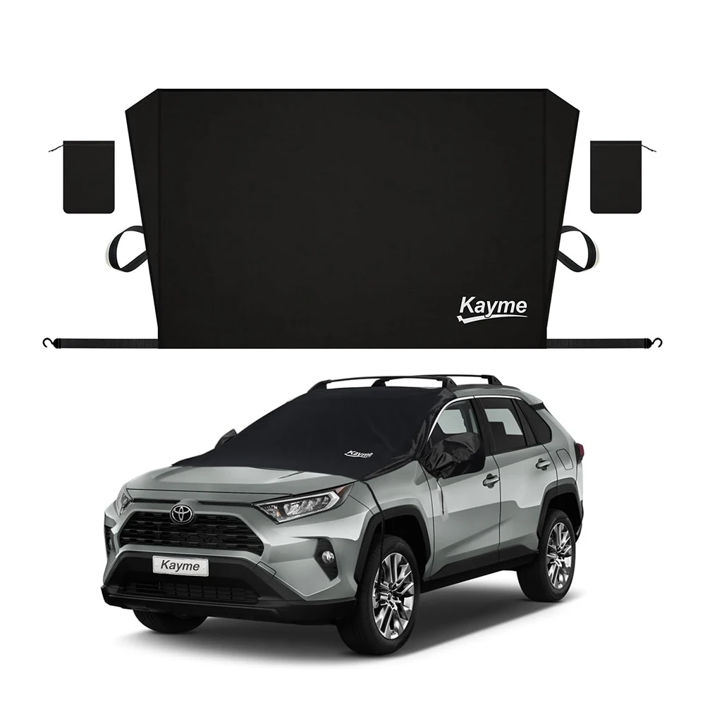 Universelle halbe Autoabdeckung aus wasserdichtem Oxford-Stoff, Outdoor-Schutz gegen Schnee, Eis, Staub, Sonne, mit Seitenspiegelabdeckungen Image