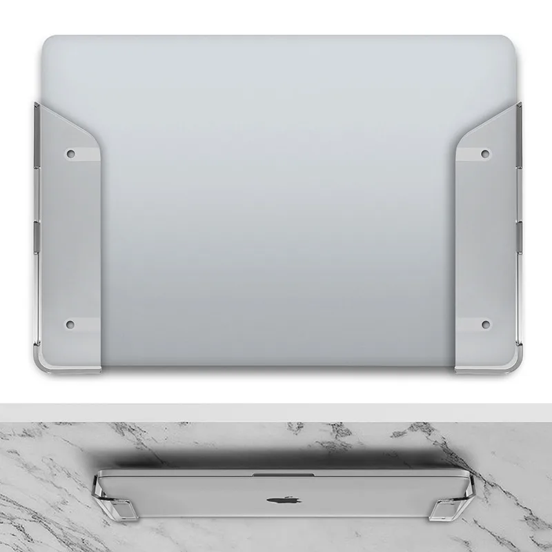 2-teilige Wand-Laptop-Halterung unter dem Schreibtisch, langlebige Halterung mit kratzfesten Pads – universell für Tastaturen, Tablets unter der Schreibtischhalterung Image