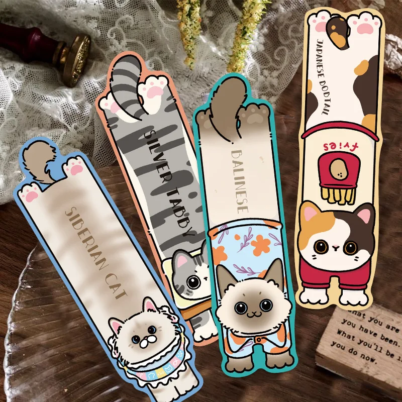 30PCS Cartoon Katze Lesezeichen Einfache Literarische Leseseiten Bücher Tagged Ästhetische Lesezeichen Studenten DIY Schreibwaren Image