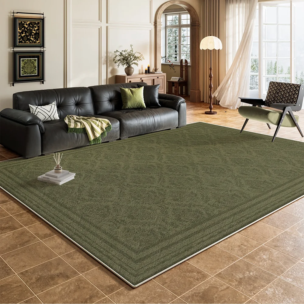 Grüne Teppiche im Retro-Stil für Wohnzimmer, große Fläche, Schlafzimmer, flauschig, weich, Lounge-Garderobe, Bodenmatte, Ibrahim Nang Alfombra Salón Grande Image