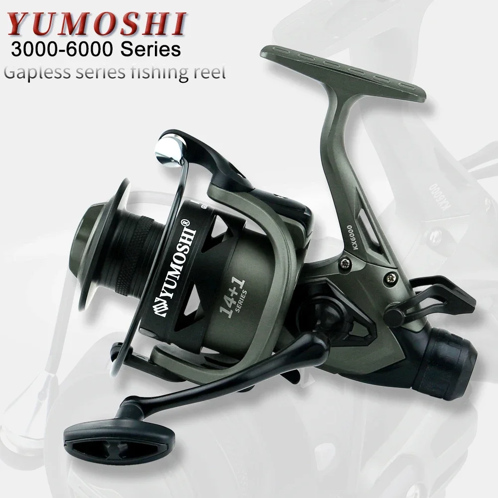 Leichte rotierende Spinnrolle der Serie 3000-6000 High Speed 5,5:1 Doppelbremsrolle vorne und hinten links und rechts Image