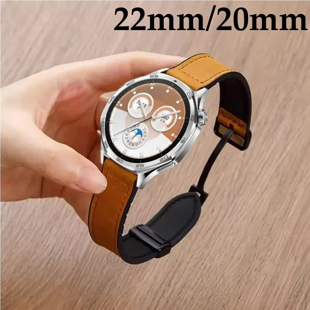 22mm 20mm Silikon + Lederband Für Huawei Uhr GT6-5 Pro 46mm Magnetische Schnalle Armband Huawei Uhr 5/GT6-5-4-3 46mm Correa Image