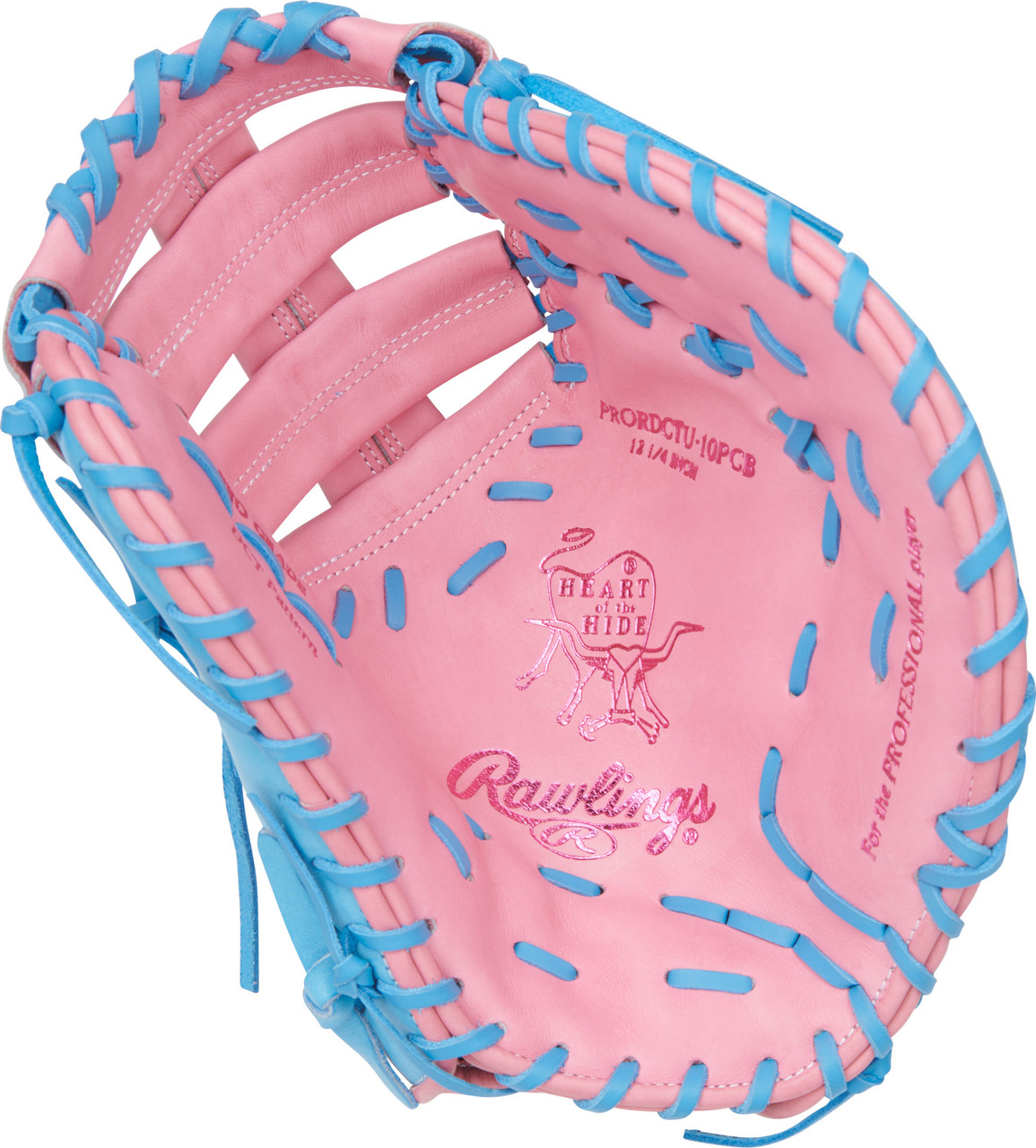 Rawlings Heart of the Hide 12.25" First Base Mitt - Right Hand Throw Pink/Blue