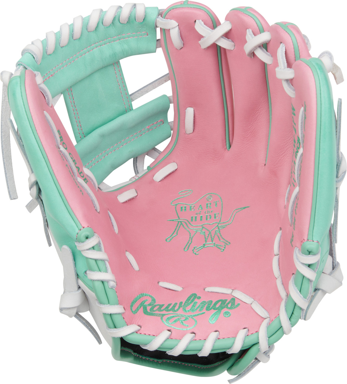 Rawlings Heart of the Hide 11.5" Pro I Web 200 Wingtip Pattern Baseball Glove - Right Hand Throw Pink/Green