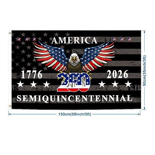1776–2026 USA-Flagge zum 250. Jahrestag, 91 x 152 cm, patriotisches amerikanisches Dekorationsbanner für den Außenbereich für Hof, Garten, Haus oder die Feier zum Unabhängigkeitstag Image