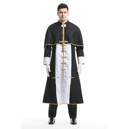 Religiös Priester Outfits Ausgefallene Kostüme Cosplay Erwachsene Herren Halloween Karneval Party Leistung Einfache Halloween-Kostüme Verkleiden Image