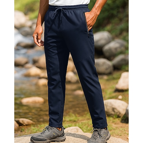 Herren Wanderhosen Wasserdichte Hosen Softshellhosen Winter Herbst Außen Normale Passform Wasserdicht Winddicht Unterteile Tasche Elastischer Bund Schwarz Blau Spandex Camping / Wandern Laufen S M L Image
