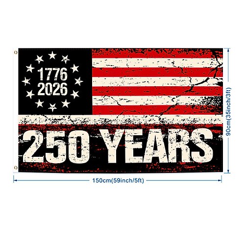 1776–2026 USA-Flagge zum 250. Jahrestag, 91 x 152 cm, patriotisches amerikanisches Dekorationsbanner für den Außenbereich für Hof, Garten, Haus oder die Feier zum Unabhängigkeitstag