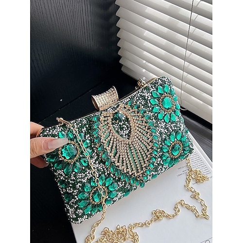 Damen Handtasche Abendtasche Polyester Silber Königsblau Gold