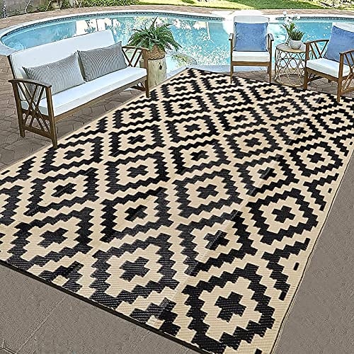 Outdoor-Teppich für die Terrasse, wasserdichte Kunststoff-Strohmatte für Camping, Outdoor, Indoor, Wohnmobil, Bodenmatte für Terrasse, Veranda, Deck, Balkon, Picknick, Strand Image