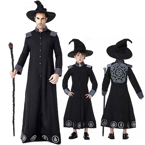 Karneval 2026 Magier Outfits Ausgefallene Kostüme Halloween-Gruppen-Familienkostüme Cosplay Kinder Erwachsene Herren Jungen Halloween Karneval Party Leistung Einfache Halloween-Kostüme Verkleiden Image