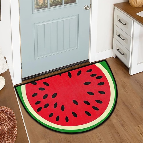 Halbrunder Kristallvelours Fußmatte für den Eingangsbereich weicher rutschfester maschinenwaschbarer Fußteppich einfaches nordisches Design mit Aufzeichnung fleckenresistent langlebig saugfähig Image