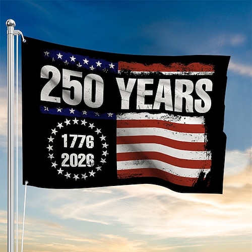 Flagge zum 250. Jahrestag der USA (1776–2026): Patriotische Sterne, Gartendekoration, Partyzubehör, Hängedekoration für Haus und Garten, Willkommenshintergrund, 90 x 150 cm (3 x 5 Fuß), 4. Juli, Unabhängigkeitstag