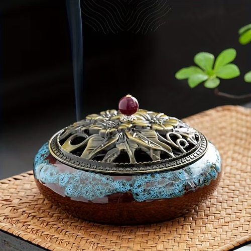 Vintage-Räuchergefäß aus Keramik, perfekt für Yoga-Meditation und als Raumdekoration – kein Duft, geeignet für Eid al-Fitr (Ramadan). Image