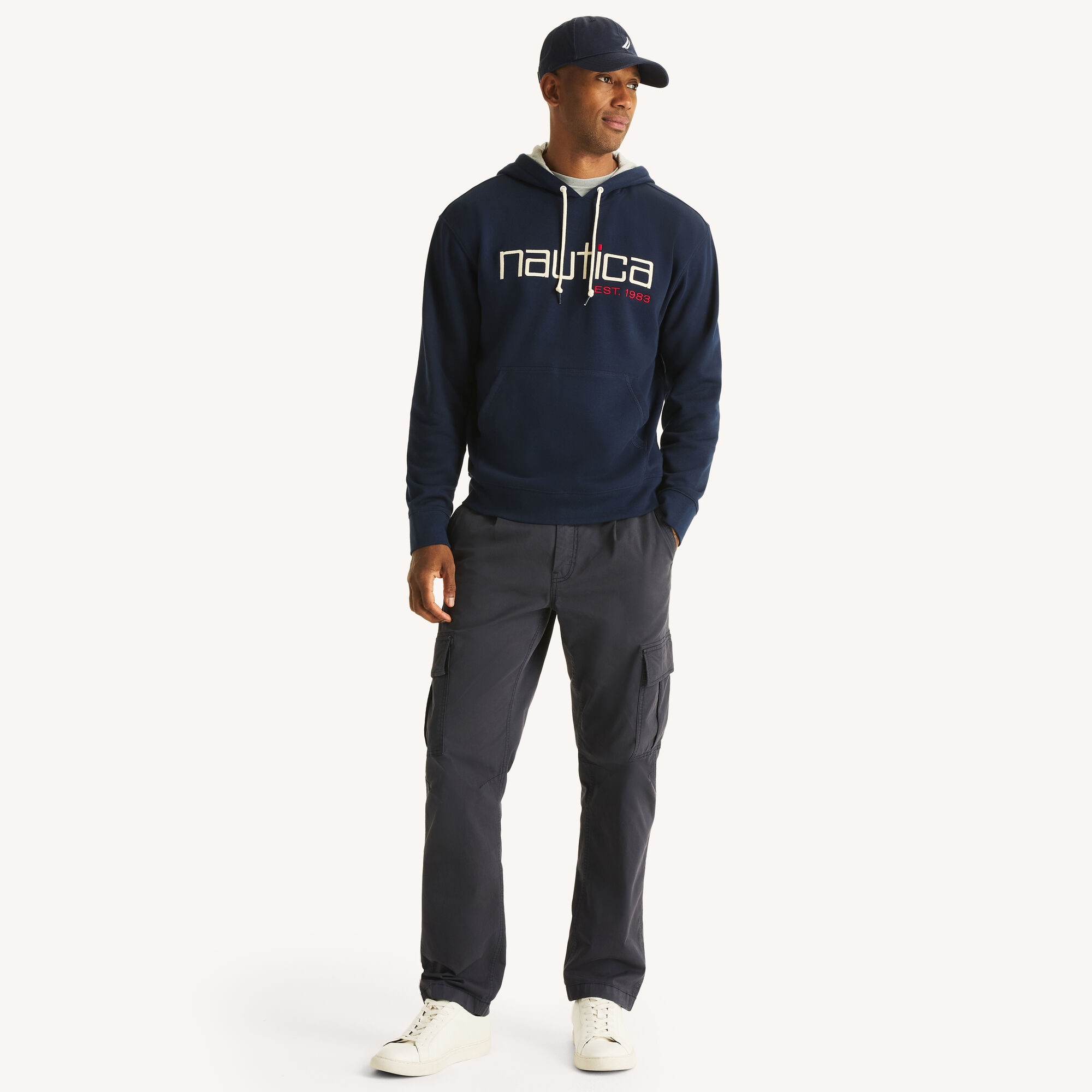 Nautica Men's Pullover Fleece Hoodie 482 (Stellar Blue Heather), XXL