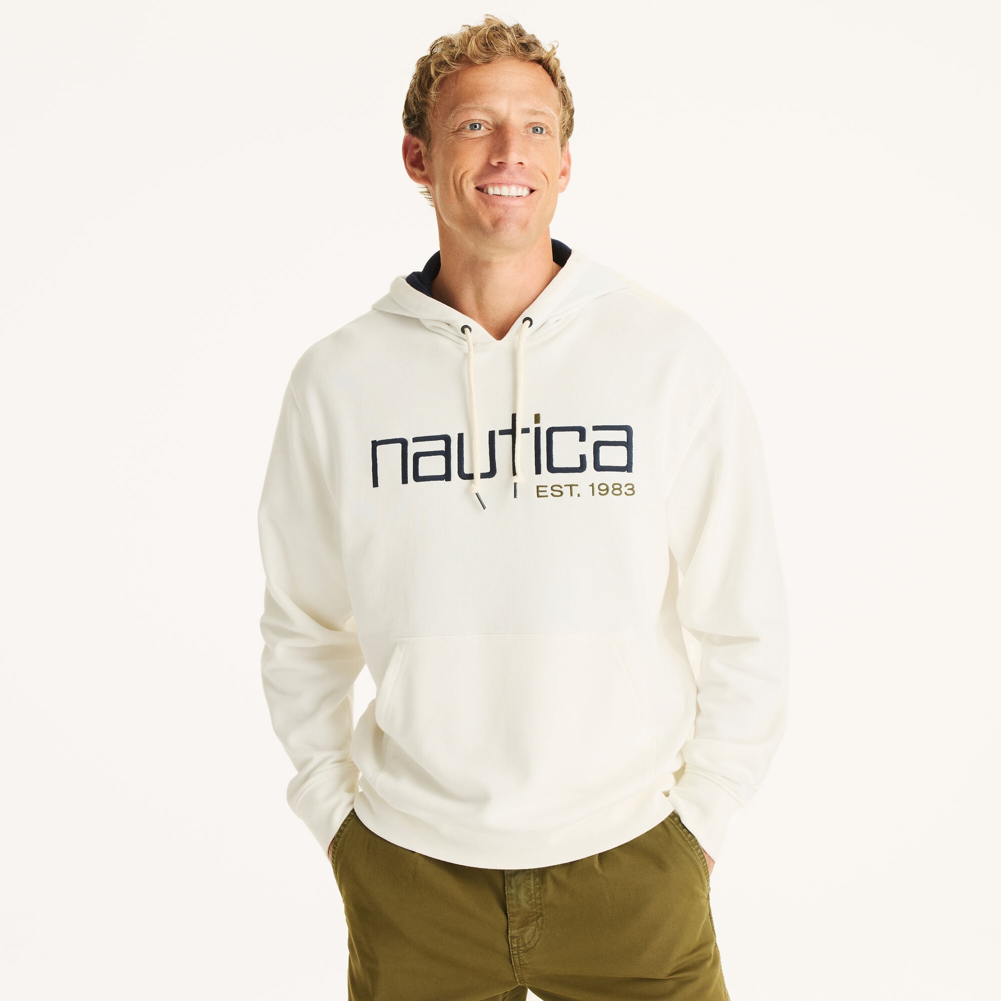 Nautica Men's Pullover Fleece Hoodie 134 (Sail White), XL
