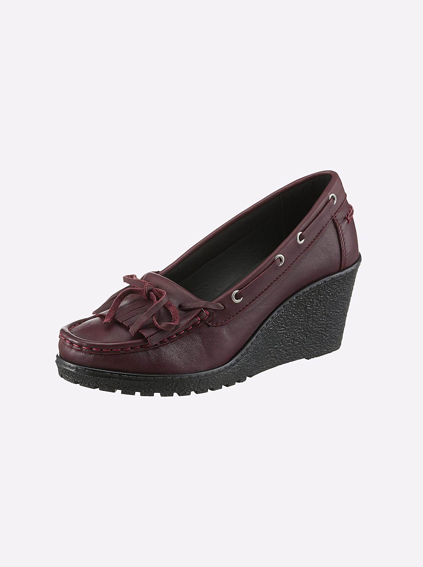Pumps HEINE, Damen, Gr. 39, rot (bordeaux), Glattleder, Leder, Rindsleder, Modisch, Schuhe