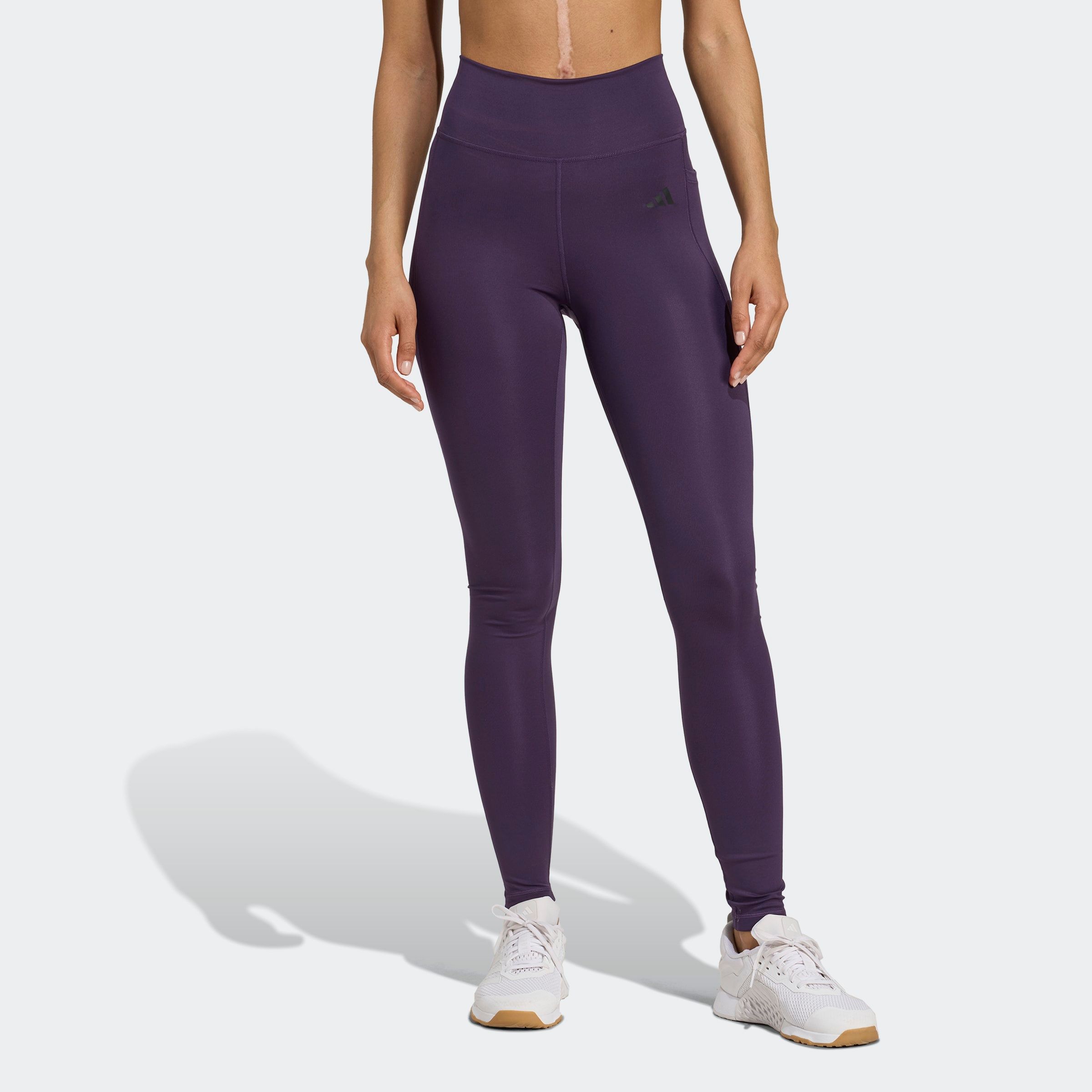 Trainingstights ADIDAS PERFORMANCE "OPT ESS ST 1/1", Damen, Gr. XS, N-Gr, aurora plum, Obermaterial: 85% Polyester, 15% Elasthan, Hosen Image