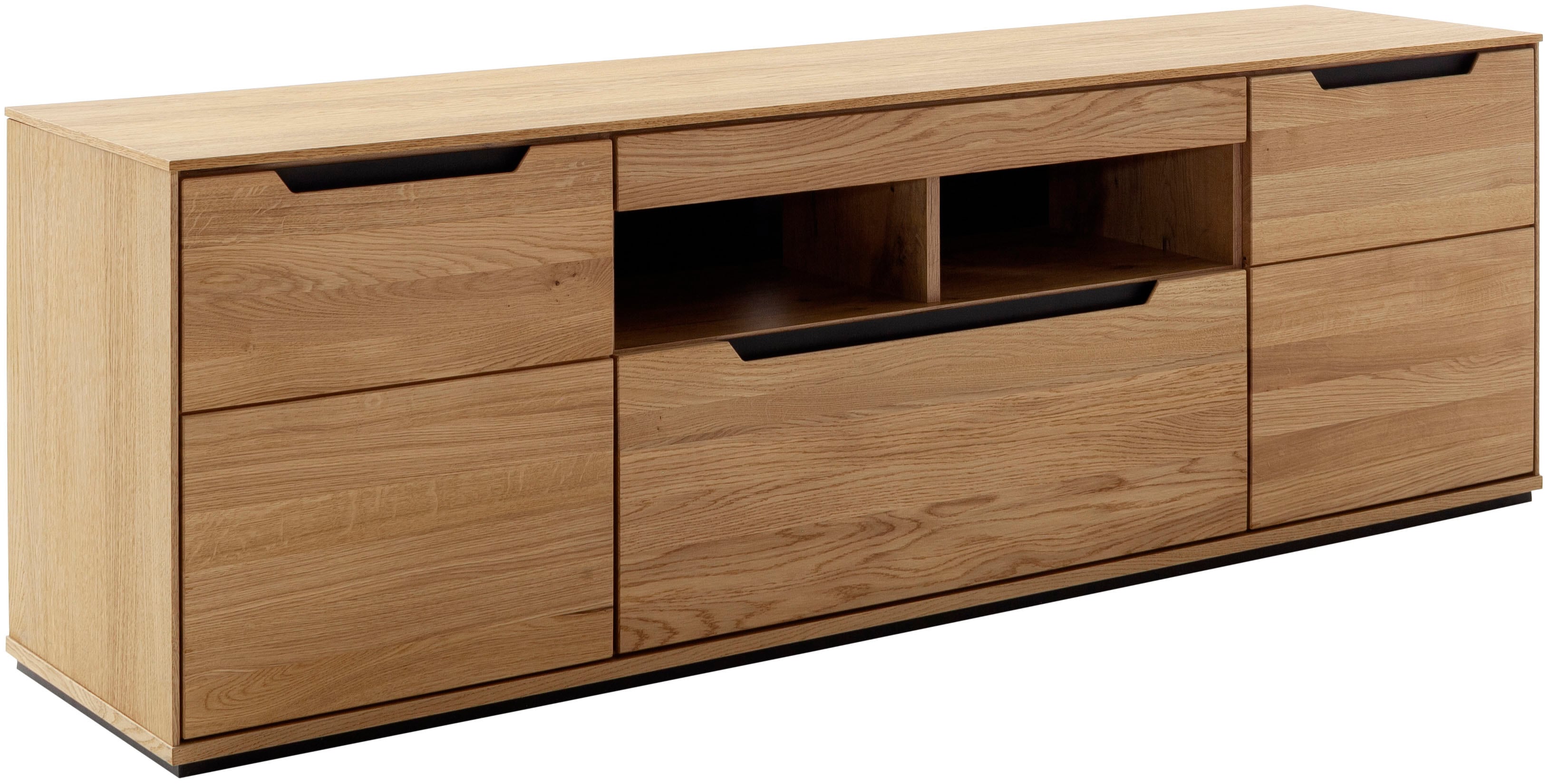 TV-Schrank MCA LIVING "Araya TV-Lowboard", braun (eichenfarben), B:192,5cm H:62cm T:45,5cm, Holzwerkstoff, Massivholz, Schränke, Schubkasten gedämpft