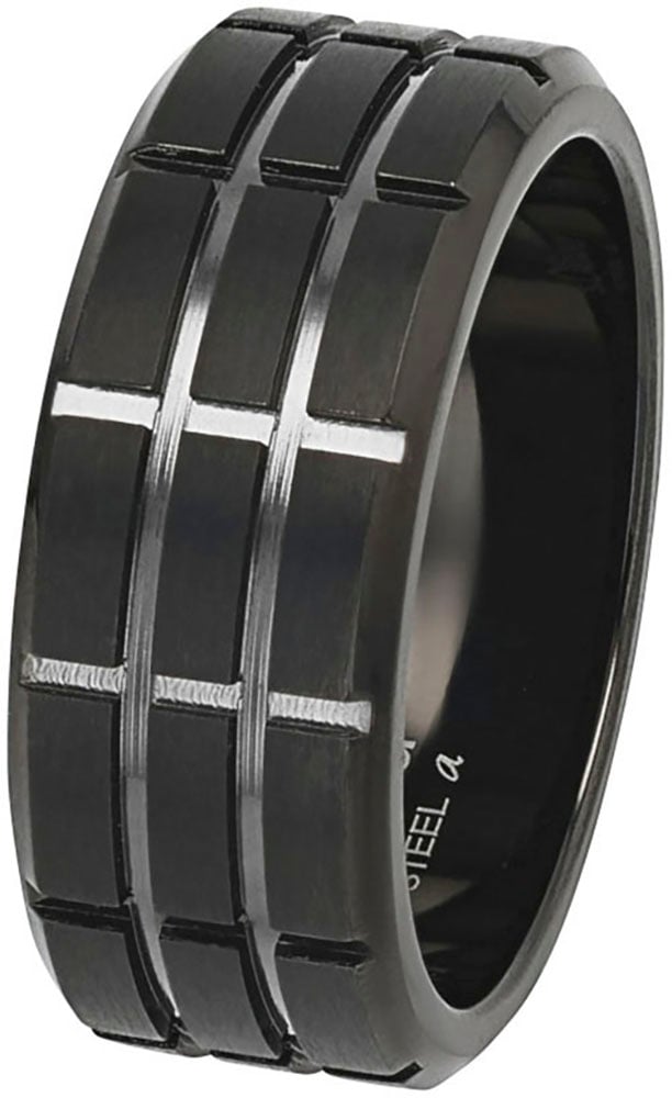 Fingerring S.OLIVER "2038878/-79/-80/-81" Gr. 60, grau (gunfarben), Fingerringe, Herren, 60, Edelstahl, 9mm Image