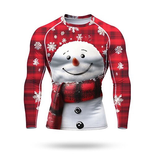 Natale Per uomo Unisex T-shirt da corsa Maglia atletica Maglietta da Palestra Maglietta Fitness Camicia da allenamento Manica Lunga Maglietta UPF 50 Resistente ai Raggi UV Morbido Traspirante