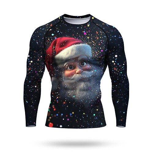 Natale Per uomo Unisex T-shirt da corsa Maglia atletica Maglietta da Palestra Maglietta Fitness Camicia da allenamento Manica Lunga Maglietta UPF 50 Resistente ai Raggi UV Morbido Traspirante