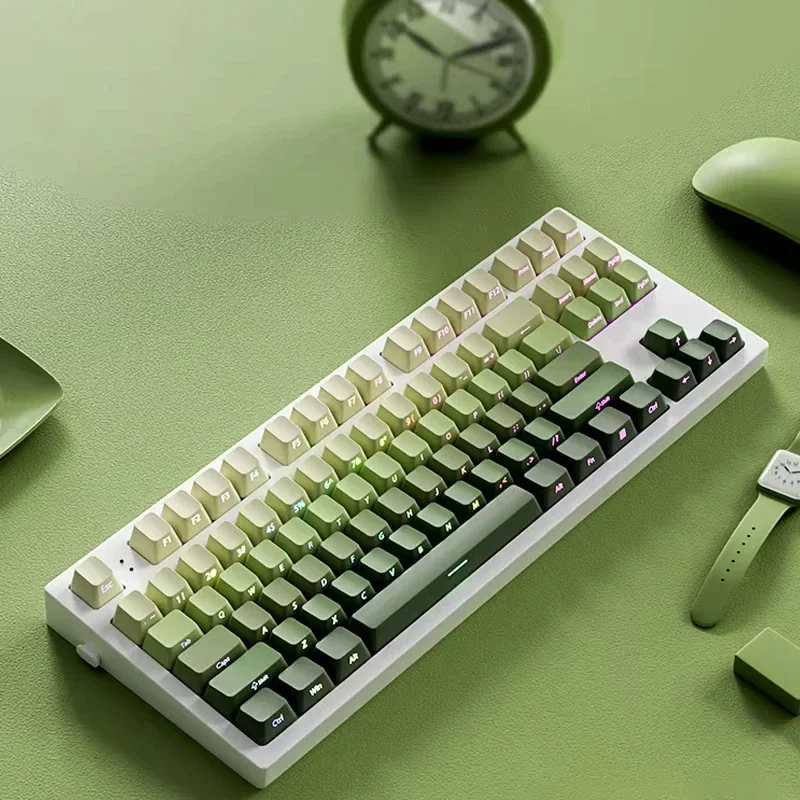 Gradient Green Grape Side Print RGB-Tastenkappe mit Hintergrundbeleuchtung, 135 Tasten, Double Shot PBT-Tastenkappen, Kirschprofil für MX Switch Gaming-Tastatur Image