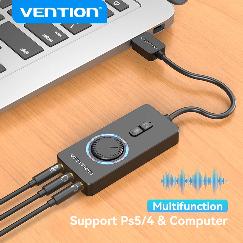 Vention USB Externe Soundkarte USB auf 3,5 mm Audio-Adapter USB auf Kopfhörer Mikrofon für MacBook Computer Laptop PS4 Soundkarte Image