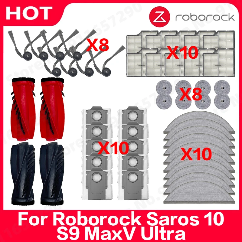 Ersatzteile kompatibel für Roborock Saros 10 / S9 MaxV Ultra Hauptrolle Seitenbürste HEPA-Filter Mopptuch Staubbeutel Image