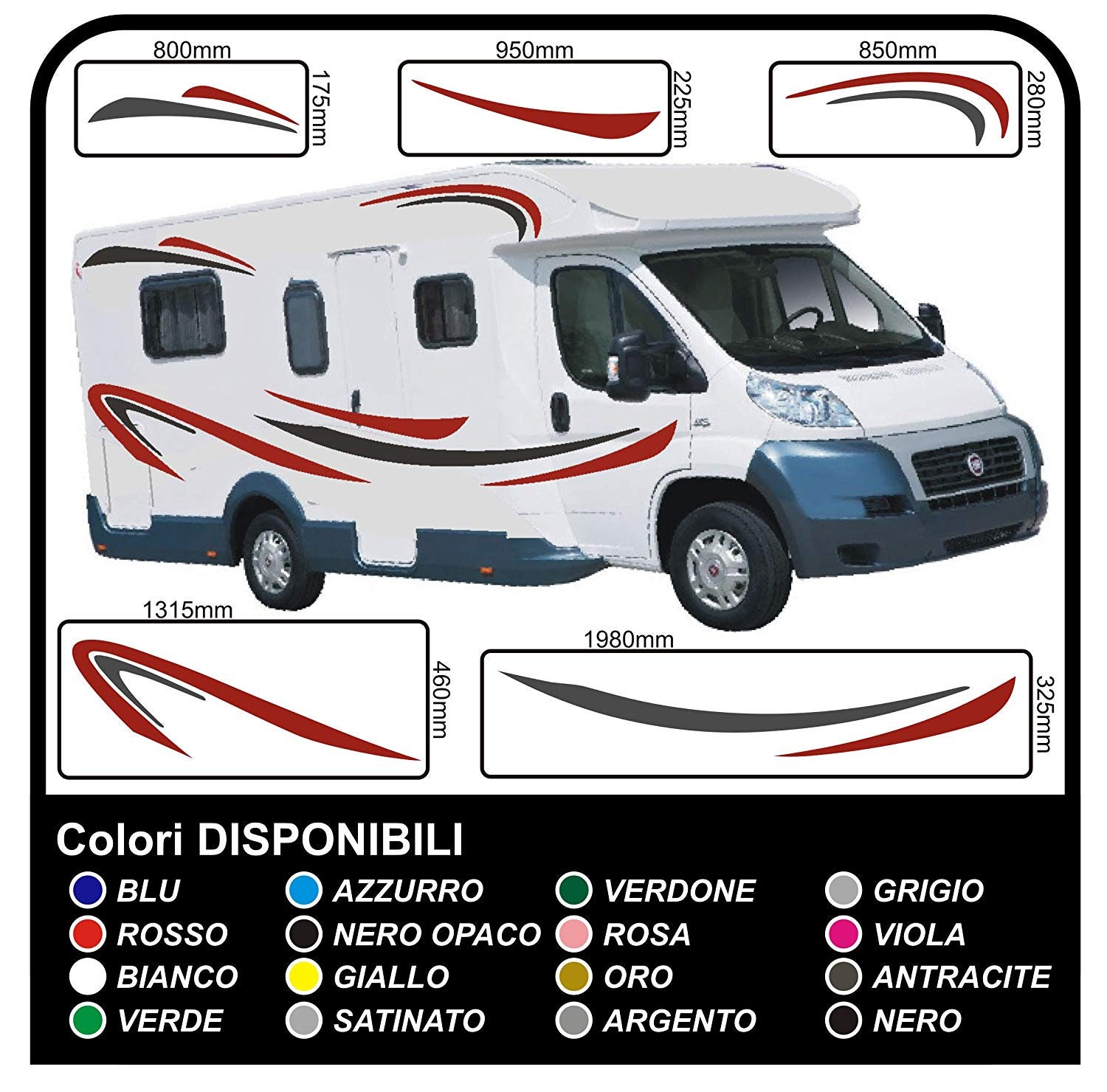 adesivi per CAMPER grafica in vinile adesivi decalcomanie Set Camper Van RV Caravan Motorhome roulotte x 18 adesivi - grafica 04