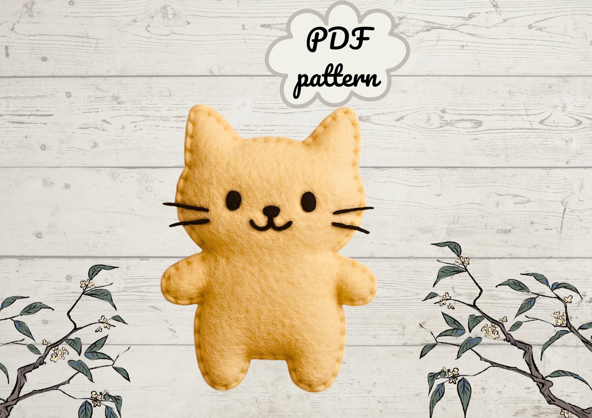 Gatto in feltro facile. Modello PDF. Crea un grazioso e semplice gatto in feltro usando tecniche di cucito di base. Perfetto per i principianti! FeltC