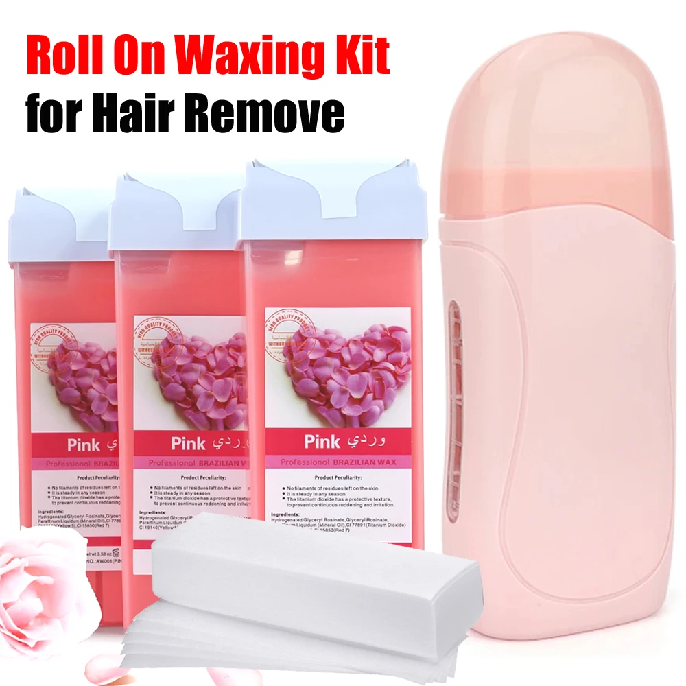 Professionelles Unisex-Haarentfernungsset für heißes Roll-on-Wachs mit Enthaarungscreme-Roller, Wachserhitzer und heißem Patronenwärmer Image