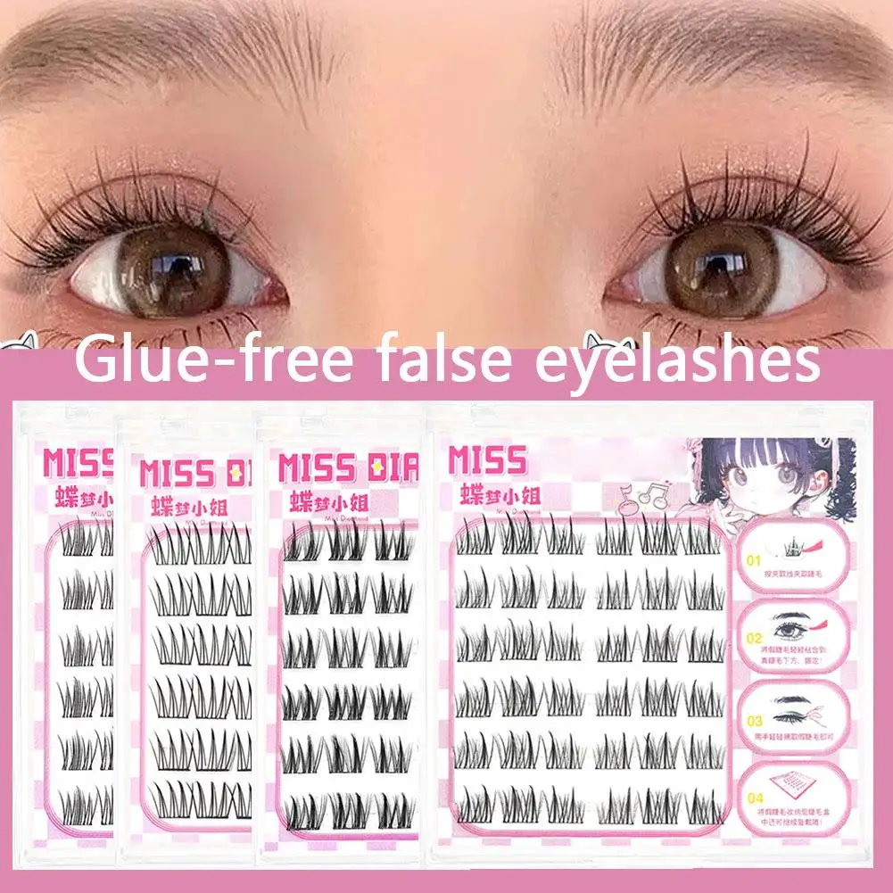 Selbstklebende Wimpern, 36 Stück, wiederverwendbare selbstklebende Wimpern, vorgeklebte Cluster-Wimpern, C-Locken, kein Kleber, Wimpern 10–16 mm mit Image