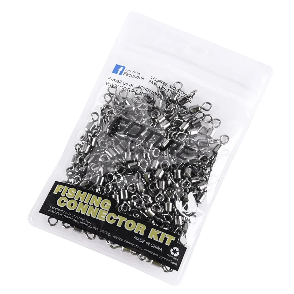 Goture American Rolling Swivel MS Sea Rock Angelgerät Angelhaken Zubehör Angelwirbel Angelwerkzeuge 200 Stück/Set Image