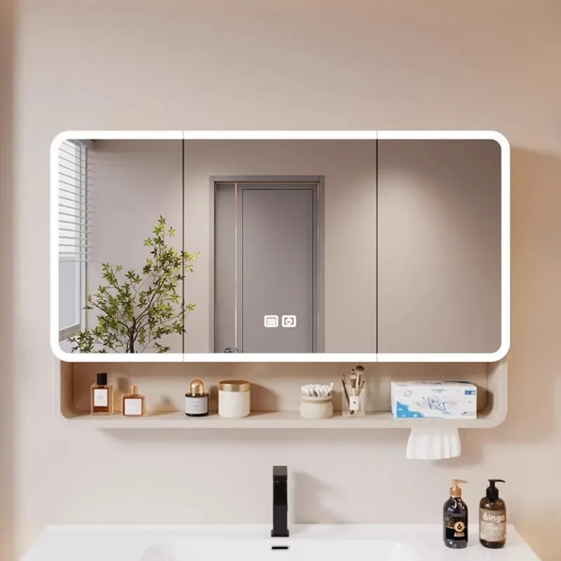 Nordic Smart Arc Badezimmer Spiegel Schrank Wand Montiert LED Licht Anti-beschlag Locker Eitelkeit Bad Möbel Mueble Bajo Lavabo FYB