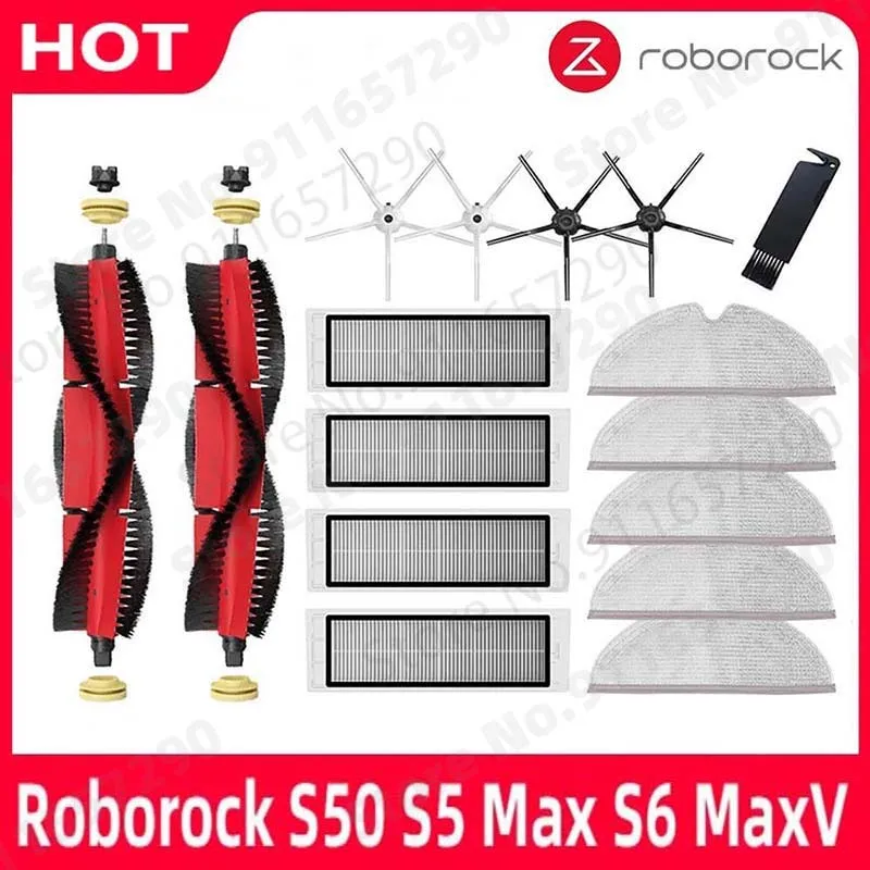 Neue Roborock S50 S5 Max S6 MaxV Teile Waschbar Mopp Tuch HEPA-Filter Seite/Haupt Pinsel Roboter Staubsauger zubehör Image